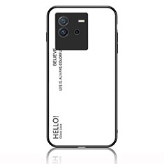 Silicone Frame Mirror Rainbow Gradient Case Cover LS1 for Vivo iQOO Neo6 5G White