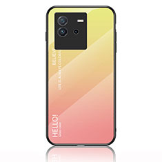 Silicone Frame Mirror Rainbow Gradient Case Cover LS1 for Vivo iQOO Neo6 5G Yellow
