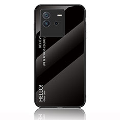 Silicone Frame Mirror Rainbow Gradient Case Cover LS1 for Vivo iQOO Neo6 SE 5G Black
