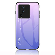 Silicone Frame Mirror Rainbow Gradient Case Cover LS1 for Vivo iQOO Neo7 5G Clove Purple