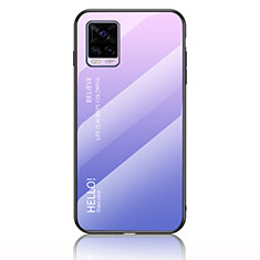 Silicone Frame Mirror Rainbow Gradient Case Cover LS1 for Vivo V20 Clove Purple
