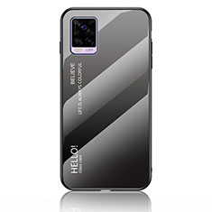 Silicone Frame Mirror Rainbow Gradient Case Cover LS1 for Vivo V20 Dark Gray