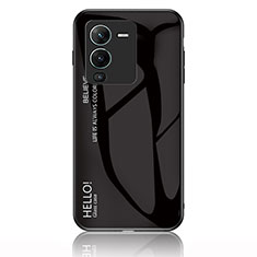 Silicone Frame Mirror Rainbow Gradient Case Cover LS1 for Vivo V25 Pro 5G Black