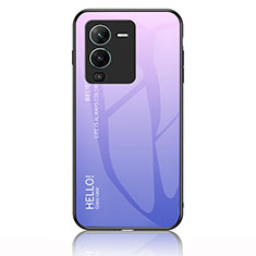 Silicone Frame Mirror Rainbow Gradient Case Cover LS1 for Vivo V25 Pro 5G Clove Purple