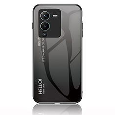 Silicone Frame Mirror Rainbow Gradient Case Cover LS1 for Vivo V25 Pro 5G Dark Gray
