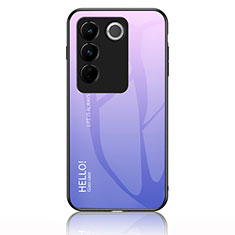 Silicone Frame Mirror Rainbow Gradient Case Cover LS1 for Vivo V27 Pro 5G Clove Purple
