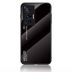 Silicone Frame Mirror Rainbow Gradient Case Cover LS1 for Vivo X70 Pro 5G Black