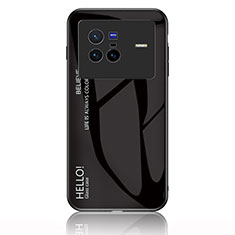 Silicone Frame Mirror Rainbow Gradient Case Cover LS1 for Vivo X80 5G Black