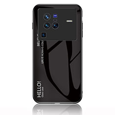 Silicone Frame Mirror Rainbow Gradient Case Cover LS1 for Vivo X80 Pro 5G Black