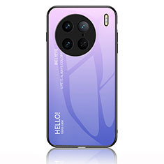 Silicone Frame Mirror Rainbow Gradient Case Cover LS1 for Vivo X90 5G Clove Purple