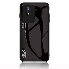 Silicone Frame Mirror Rainbow Gradient Case Cover LS1 for Vivo Y11 (2023) Black