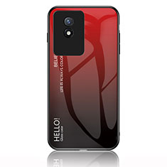 Silicone Frame Mirror Rainbow Gradient Case Cover LS1 for Vivo Y11 (2023) Red