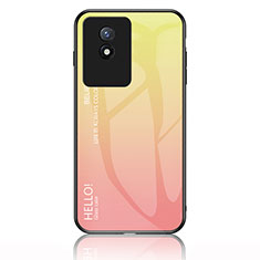 Silicone Frame Mirror Rainbow Gradient Case Cover LS1 for Vivo Y11 (2023) Yellow