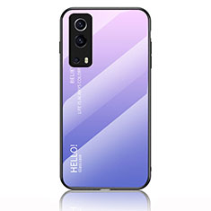 Silicone Frame Mirror Rainbow Gradient Case Cover LS1 for Vivo Y75s 5G Clove Purple