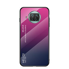Silicone Frame Mirror Rainbow Gradient Case Cover LS1 for Xiaomi Mi 10T Lite 5G Hot Pink