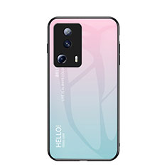 Silicone Frame Mirror Rainbow Gradient Case Cover LS1 for Xiaomi Mi 12 Lite NE 5G Cyan