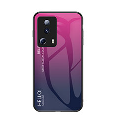 Silicone Frame Mirror Rainbow Gradient Case Cover LS1 for Xiaomi Mi 13 Lite 5G Hot Pink