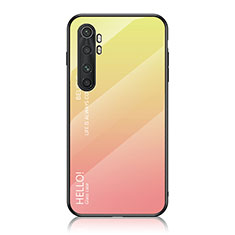 Silicone Frame Mirror Rainbow Gradient Case Cover LS1 for Xiaomi Mi Note 10 Lite Yellow