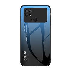 Silicone Frame Mirror Rainbow Gradient Case Cover LS1 for Xiaomi Poco C40 Blue