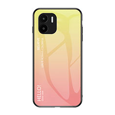 Silicone Frame Mirror Rainbow Gradient Case Cover LS1 for Xiaomi Poco C51 Yellow