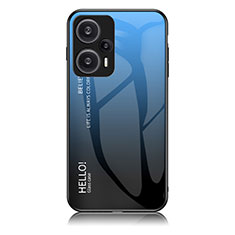 Silicone Frame Mirror Rainbow Gradient Case Cover LS1 for Xiaomi Poco F5 5G Blue