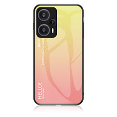 Silicone Frame Mirror Rainbow Gradient Case Cover LS1 for Xiaomi Poco F5 5G Yellow