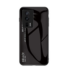Silicone Frame Mirror Rainbow Gradient Case Cover LS1 for Xiaomi Poco F5 Pro 5G Black