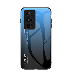 Silicone Frame Mirror Rainbow Gradient Case Cover LS1 for Xiaomi Poco F5 Pro 5G Blue