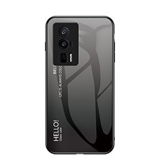 Silicone Frame Mirror Rainbow Gradient Case Cover LS1 for Xiaomi Poco F5 Pro 5G Dark Gray