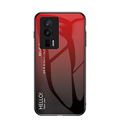 Silicone Frame Mirror Rainbow Gradient Case Cover LS1 for Xiaomi Poco F5 Pro 5G Red