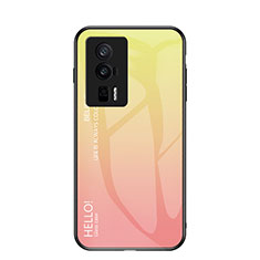 Silicone Frame Mirror Rainbow Gradient Case Cover LS1 for Xiaomi Poco F5 Pro 5G Yellow