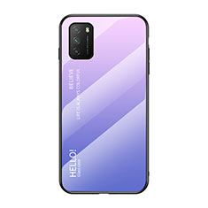 Silicone Frame Mirror Rainbow Gradient Case Cover LS1 for Xiaomi Poco M3 Clove Purple