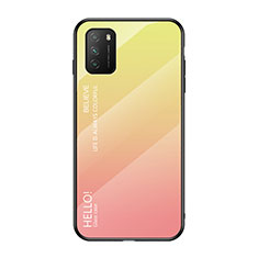 Silicone Frame Mirror Rainbow Gradient Case Cover LS1 for Xiaomi Poco M3 Yellow