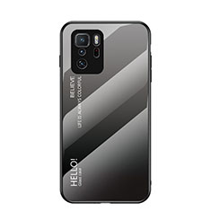 Silicone Frame Mirror Rainbow Gradient Case Cover LS1 for Xiaomi Poco X3 GT 5G Dark Gray