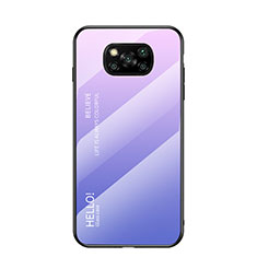 Silicone Frame Mirror Rainbow Gradient Case Cover LS1 for Xiaomi Poco X3 NFC Clove Purple