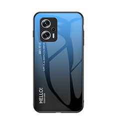 Silicone Frame Mirror Rainbow Gradient Case Cover LS1 for Xiaomi Poco X4 GT 5G Blue