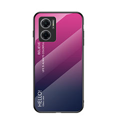 Silicone Frame Mirror Rainbow Gradient Case Cover LS1 for Xiaomi Redmi 10 Prime Plus 5G Hot Pink