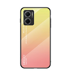 Silicone Frame Mirror Rainbow Gradient Case Cover LS1 for Xiaomi Redmi 10 Prime Plus 5G Yellow