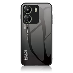 Silicone Frame Mirror Rainbow Gradient Case Cover LS1 for Xiaomi Redmi 13C Dark Gray