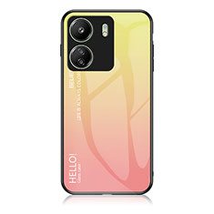 Silicone Frame Mirror Rainbow Gradient Case Cover LS1 for Xiaomi Redmi 13C Yellow
