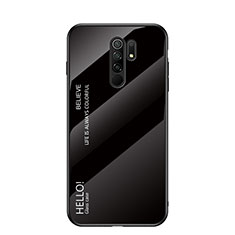 Silicone Frame Mirror Rainbow Gradient Case Cover LS1 for Xiaomi Redmi 9 Black
