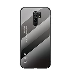 Silicone Frame Mirror Rainbow Gradient Case Cover LS1 for Xiaomi Redmi 9 Dark Gray