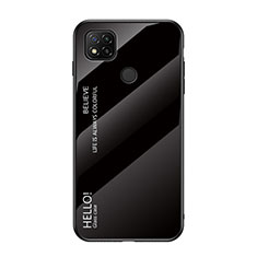 Silicone Frame Mirror Rainbow Gradient Case Cover LS1 for Xiaomi Redmi 9 India Black