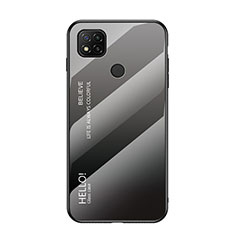Silicone Frame Mirror Rainbow Gradient Case Cover LS1 for Xiaomi Redmi 9 India Dark Gray