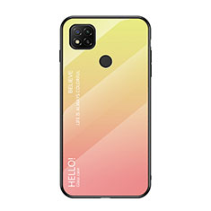 Silicone Frame Mirror Rainbow Gradient Case Cover LS1 for Xiaomi Redmi 9 India Yellow