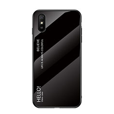 Silicone Frame Mirror Rainbow Gradient Case Cover LS1 for Xiaomi Redmi 9A Black