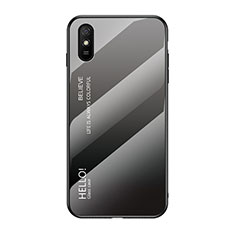 Silicone Frame Mirror Rainbow Gradient Case Cover LS1 for Xiaomi Redmi 9i Dark Gray