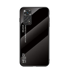 Silicone Frame Mirror Rainbow Gradient Case Cover LS1 for Xiaomi Redmi Note 11 4G (2022) Black