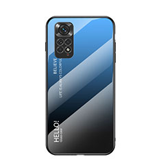Silicone Frame Mirror Rainbow Gradient Case Cover LS1 for Xiaomi Redmi Note 11 4G (2022) Blue