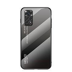 Silicone Frame Mirror Rainbow Gradient Case Cover LS1 for Xiaomi Redmi Note 11 4G (2022) Dark Gray